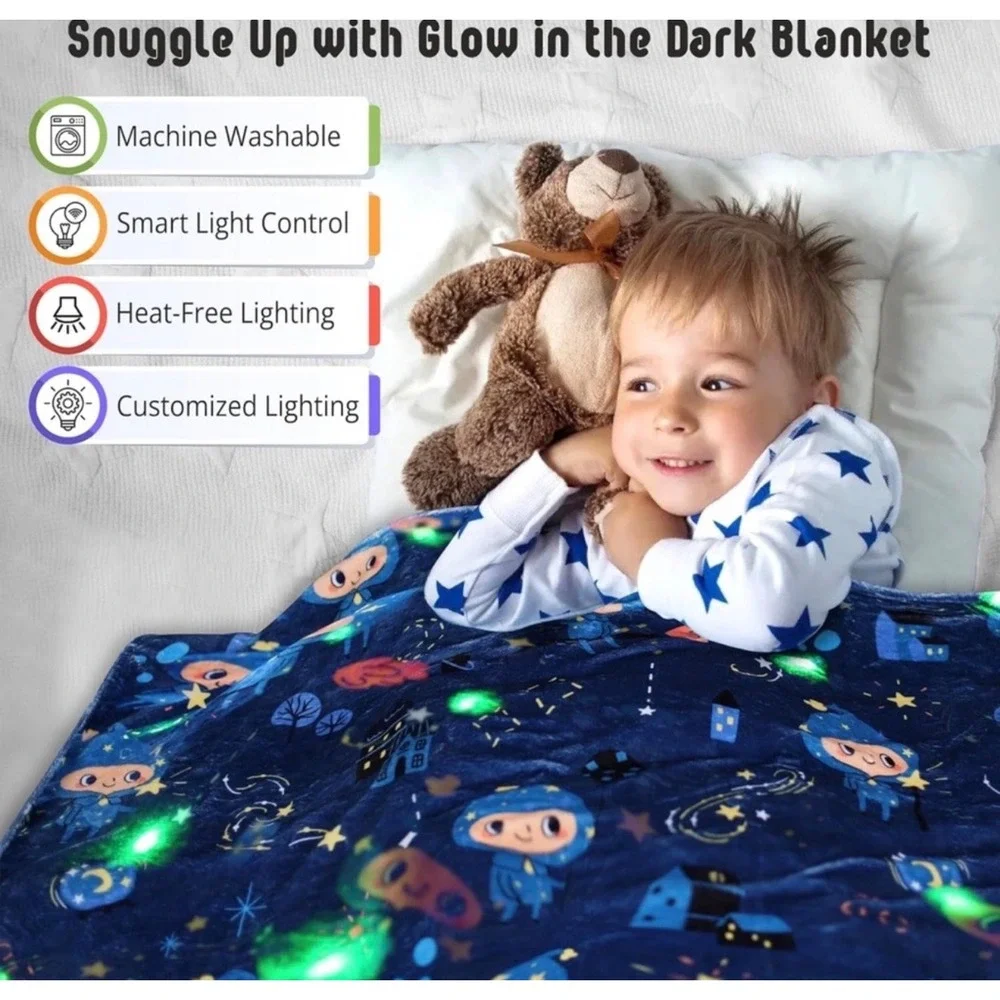 NWT LED Light Up Blanket 61x53 Soft Plush Lighted Throw